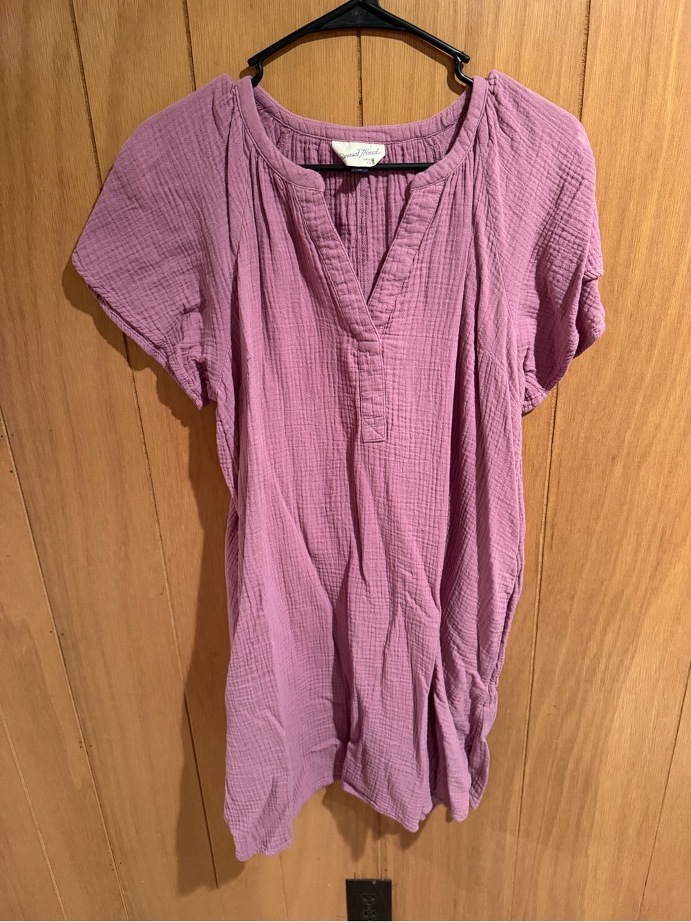 Universal Thread Mauve Split-Neck Gauze Tunic
